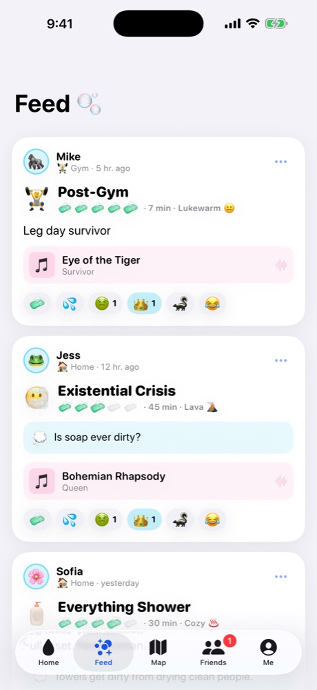 Friends feed with reactions