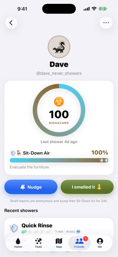 Nudge a friend or report their sit-down air