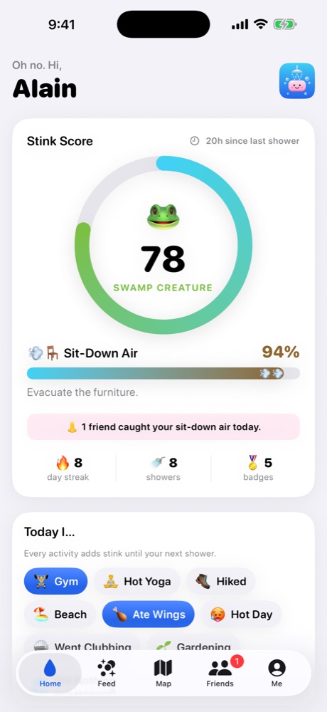 Stink Score and Sit-Down Air gauges